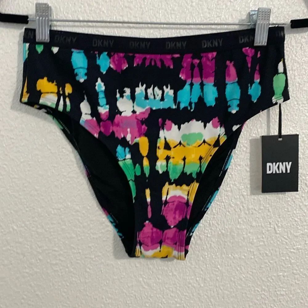 NWT- DKNY- Tie dye high waisted bikini bottoms - Size small